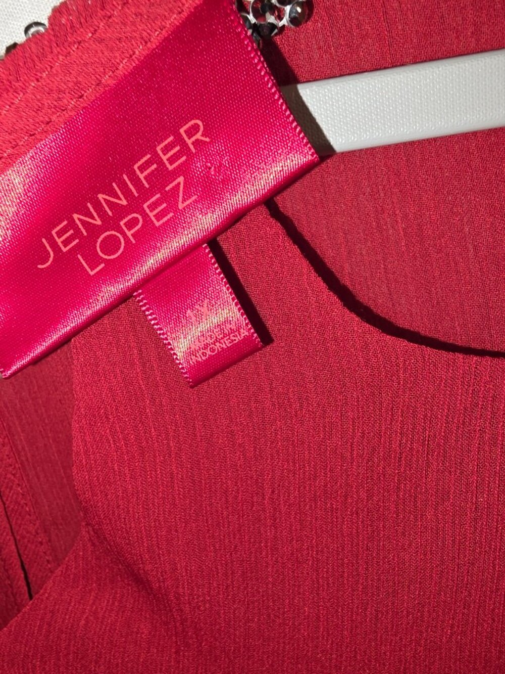 Jennifer Lopez Blouse Sz 1X Rhinestone Neckline Bell Sleeve Top Bold Party NWT - Picture 8 of 14